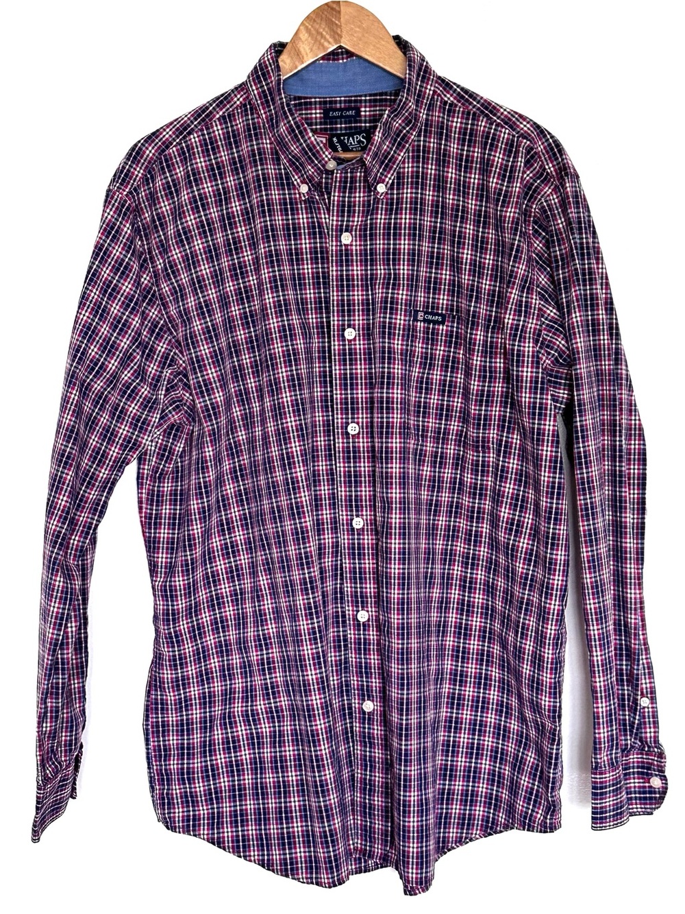 Chaps Shirt Men’s XL Plaid Button Up Long Sleeve Pocket Collared Top